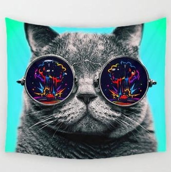 Cute Cat Tapestry Living Room House Decoration Tapestry Wall Hanging Room Decor Aesthetic - View 2