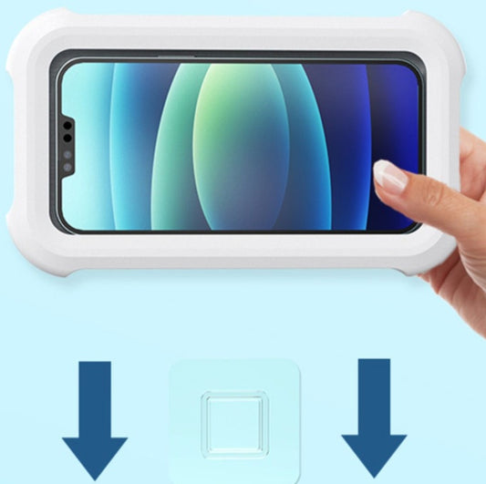 The Waterproof Box Of Bathroom Mobile Phone Rack Is Hung On The Wall - Side View