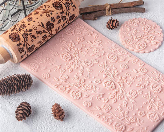 Creative Pattern Embossed Rolling Pin Cookies - Side View