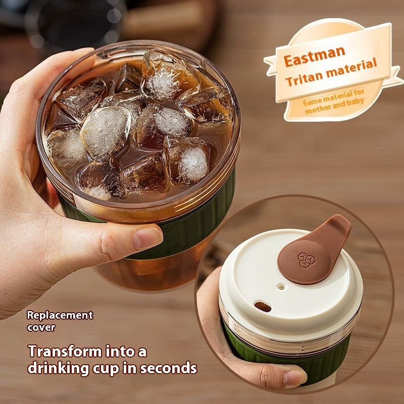 500ML Iced Brew Coffee Cup With Ice Cube Tray Leak Proof Versatile Iced Coffee Bottle For Home Office Travel Camping Tools - In Use