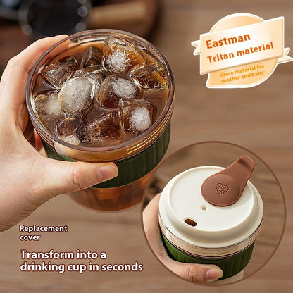 500ML Iced Brew Coffee Cup With Ice Cube Tray Leak Proof Versatile Iced Coffee Bottle For Home Office Travel Camping Tools - In Use