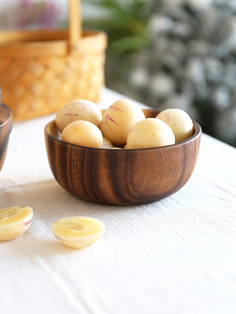 Kitchen Natural Wooden Bowl Household Fruit Bowl Salad Bowl For Home Restaurant Food Container Wooden Utensils Note The Size Hot - In Use
