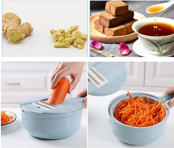8 In 1 Mandoline Slicer Vegetable Slicer Potato Peeler Carrot Onion Grater With Strainer Vegetable Cutter Kitchen Accessories - In Use