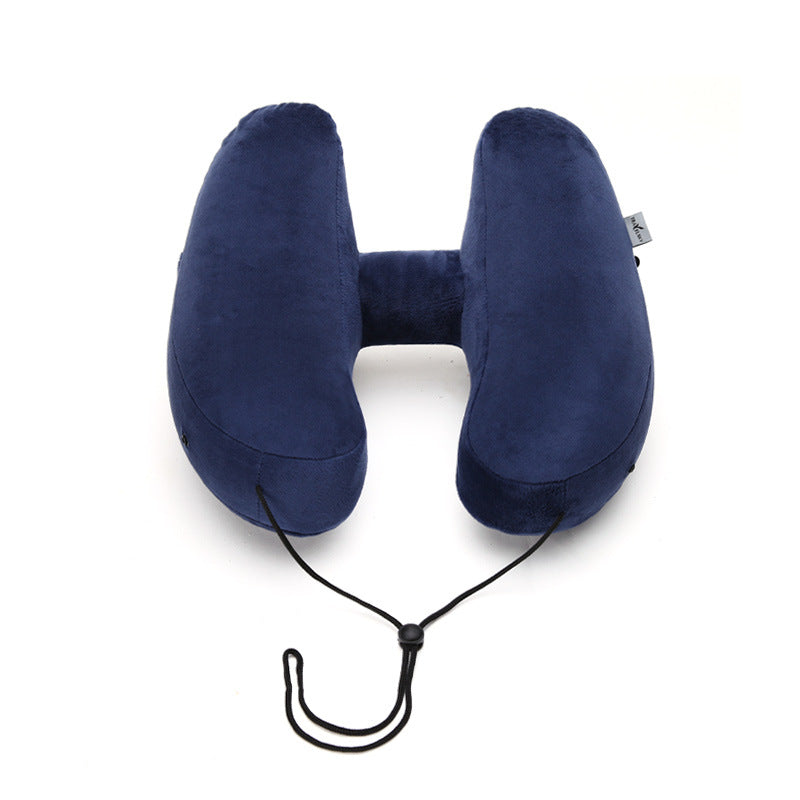 Hooded Travel Pillow H Shaped Inflatable Neck Pillow Folding Lightweight Nap Car Seat Office Airplane Sleeping Cushion Pillows - Image 9