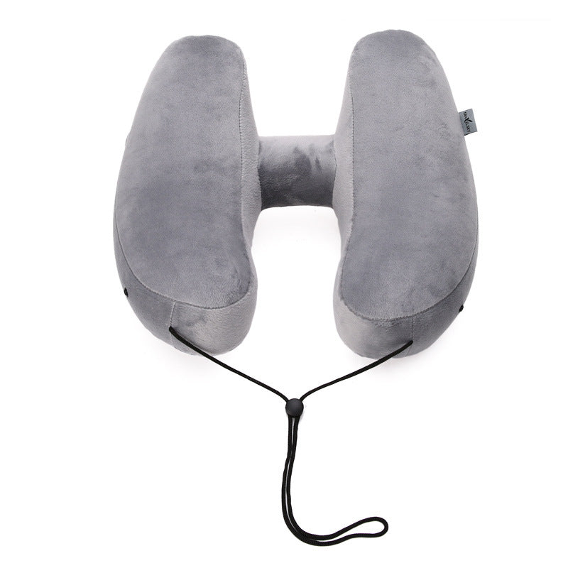 Hooded Travel Pillow H Shaped Inflatable Neck Pillow Folding Lightweight Nap Car Seat Office Airplane Sleeping Cushion Pillows - Image 5