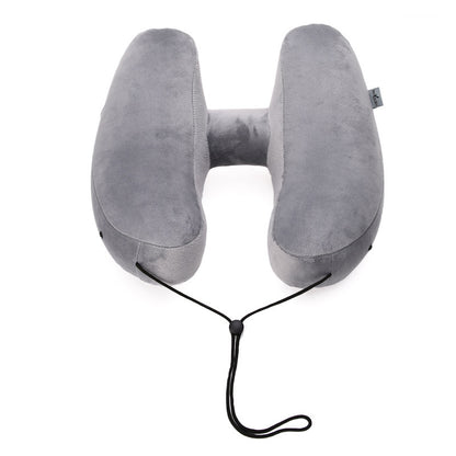 Hooded Travel Pillow H Shaped Inflatable Neck Pillow Folding Lightweight Nap Car Seat Office Airplane Sleeping Cushion Pillows - Image 5