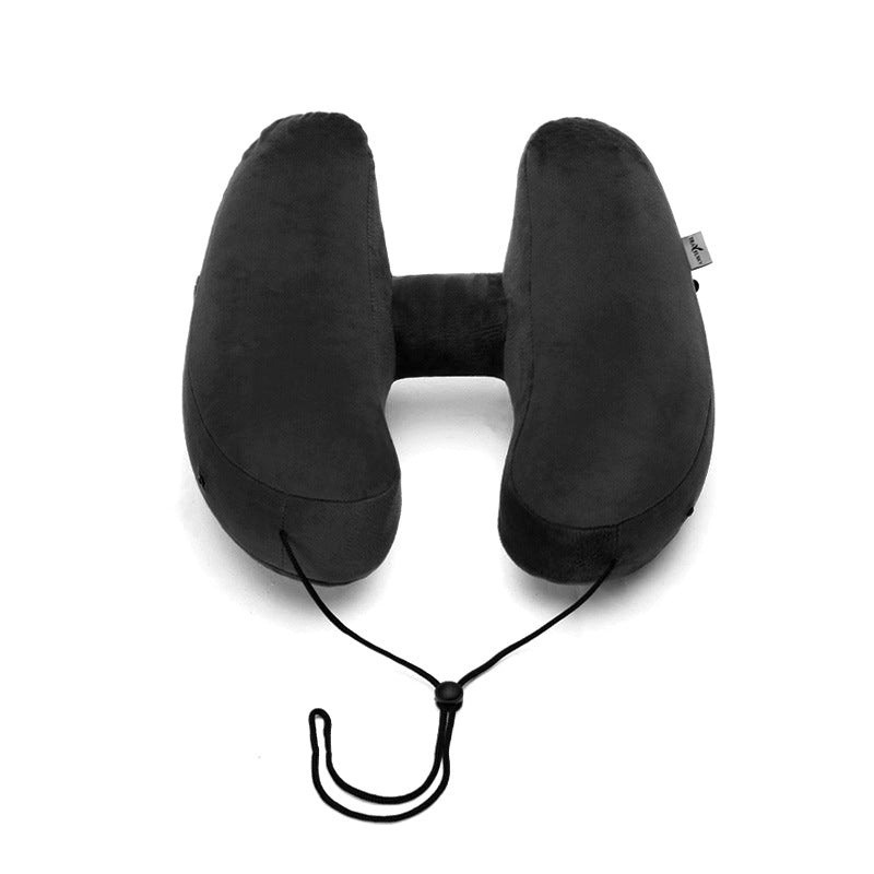 Hooded Travel Pillow H Shaped Inflatable Neck Pillow Folding Lightweight Nap Car Seat Office Airplane Sleeping Cushion Pillows - Image 7