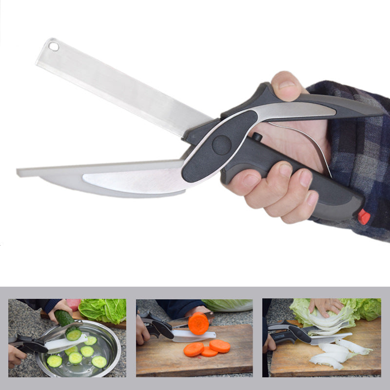 2 in 1 Stainless Steel Kitchen Knife Shears Vegetable Slicer Secondary image
