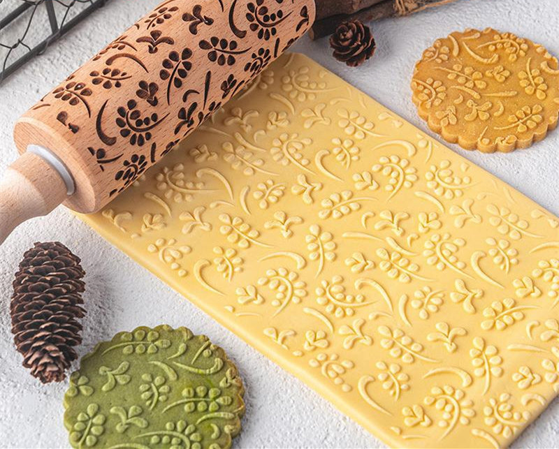 Creative Pattern Embossed Rolling Pin Cookies - In Use