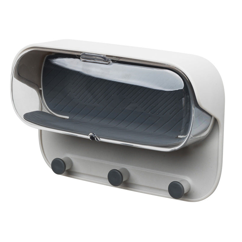 Bathroom Wall Holder Punch-free Wall-mounted Convenient Practical Washroom Glasses Storage Box Clothes Key Organizer Accessories - In Use