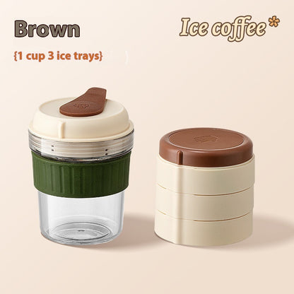 500ML Iced Brew Coffee Cup With Ice Cube Tray Leak Proof Versatile Iced Coffee Bottle For Home Office Travel Camping Tools - Detail