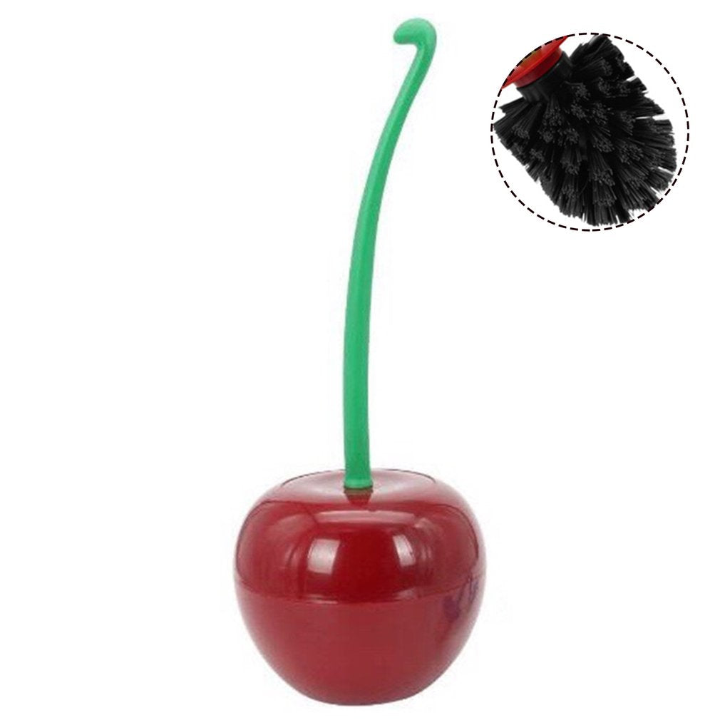 Long Handle Soft Hair Household Toilet Brush Cherry Toilet Brush Daily Necessities Creative Plastic Cleaning Brush Toilet Brush Set - Image 12