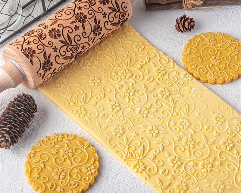 Creative Pattern Embossed Rolling Pin Cookies - Detail
