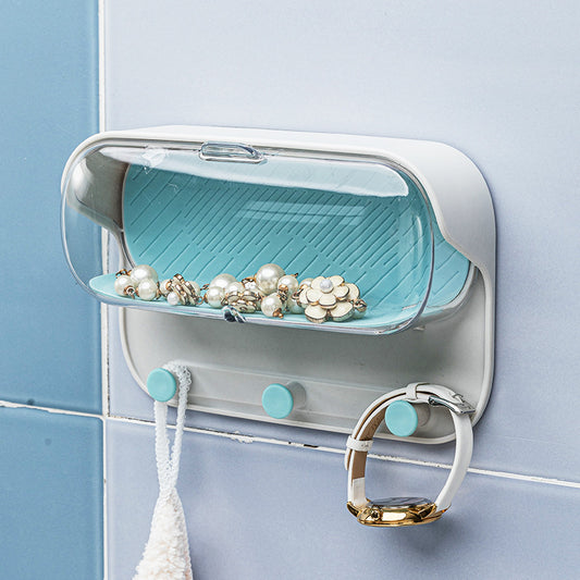 Bathroom Wall Holder Punch-free Wall-mounted Convenient Practical Washroom Glasses Storage Box Clothes Key Organizer Accessories - Side View