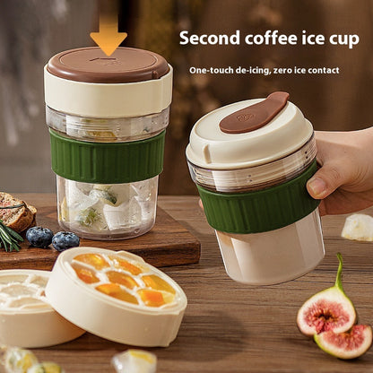 500ML Iced Brew Coffee Cup With Ice Cube Tray Leak Proof Versatile Iced Coffee Bottle For Home Office Travel Camping Tools - Side View