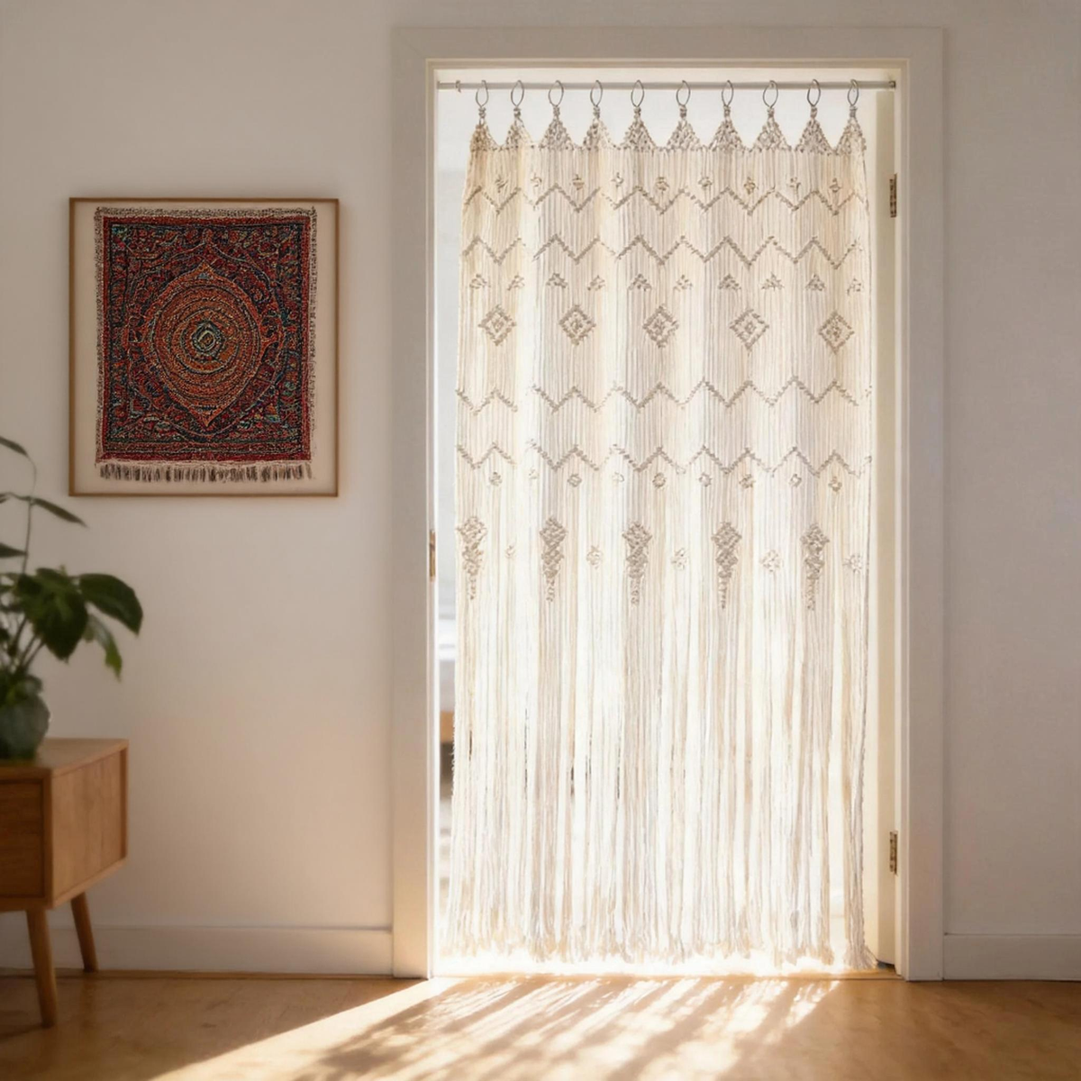 Finished Hoop Door Curtain Bohemian Tapestry Hand Woven Curtain European Style