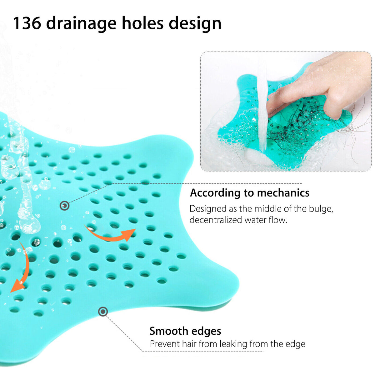 3PCS Silicone Starfish-shaped Sink Drain Filter Bathtub Hair Catcher Stopper Drain Hole Filter Strainer For Bathroom Kitchen Toilet - Image 10