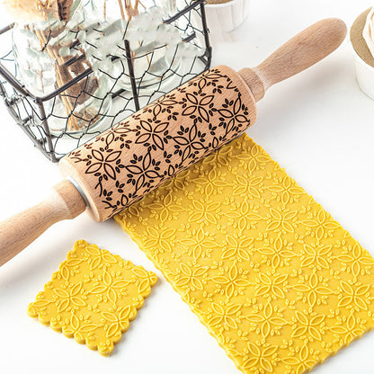 Creative Leaf Print Rolling Pin Cookie Tumbler Home Baking Tools - Image 11