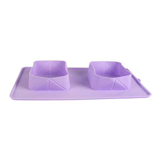 Pet Supplies Bowl Folding Silicone Double Bowl
