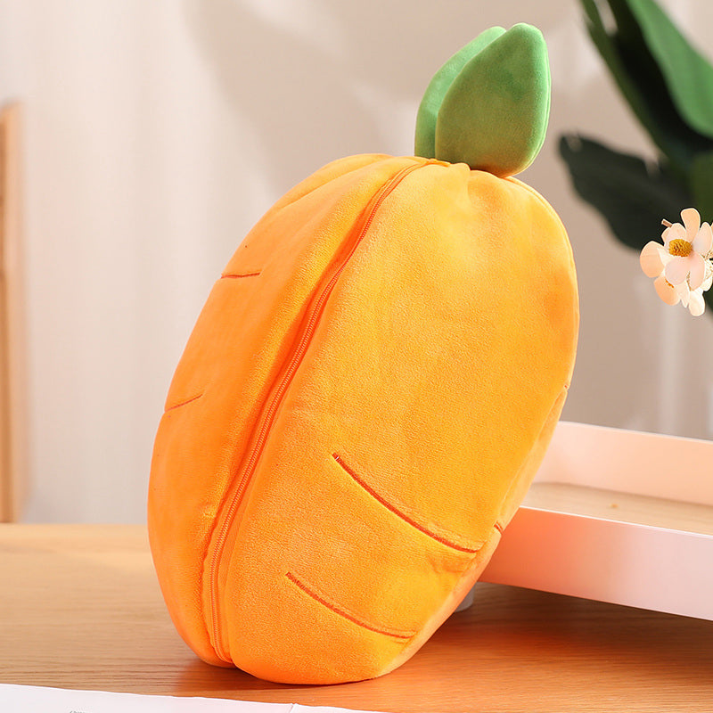 Reversible carrot bunny plush toy, transformable hide-and-seek stuffed rabbit animal that flips into carrot shape