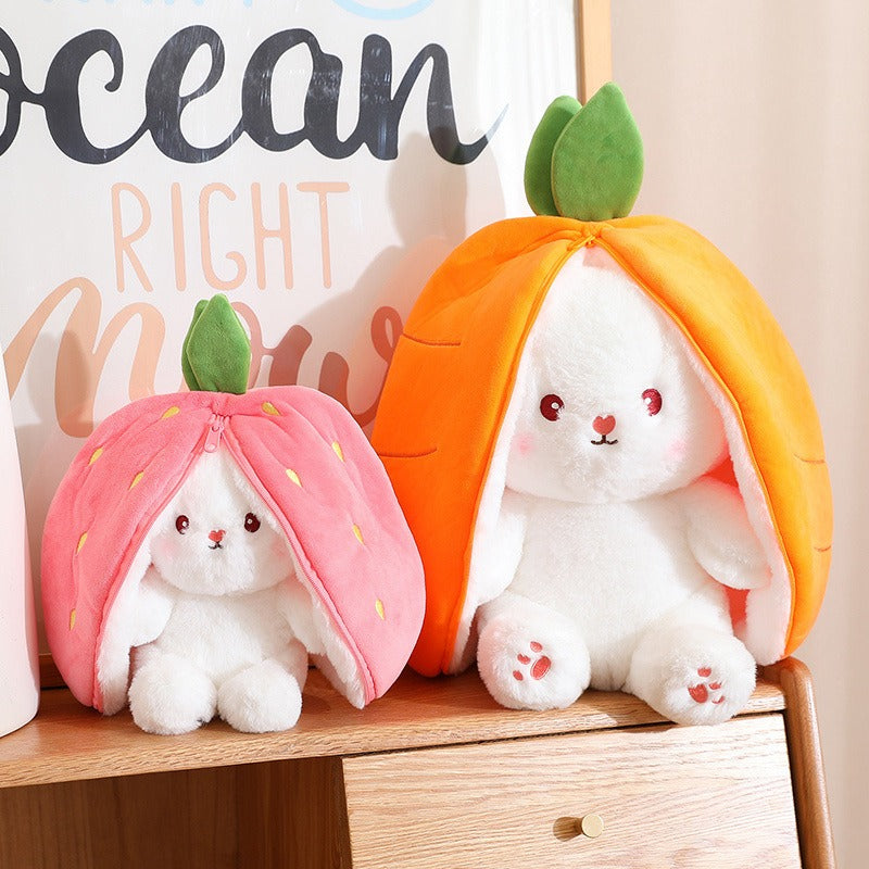 strawberry bunny and carrot bunny plush toy Main image