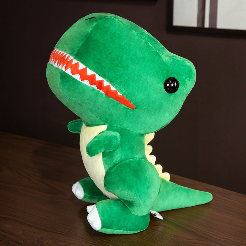 Cute green T-Rex dinosaur plush toy, soft fluffy stuffed dinosaur doll for kids birthday gift and home decor